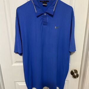 Nike Dri-Fit Tiger Woods Collection Golf Polo Shirt Size L Blue Short Sleeve